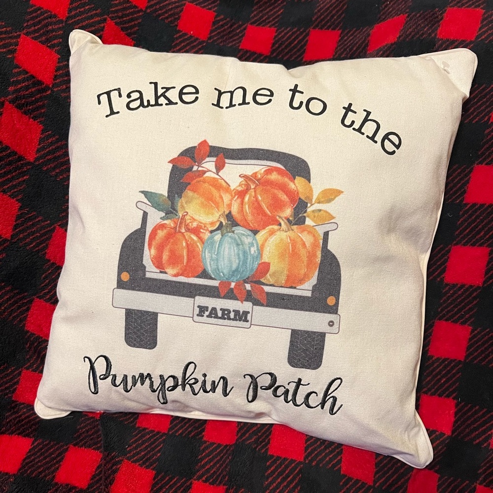 ‘Take me to the Pumpkin Patch’ Fall Accent Pillow
